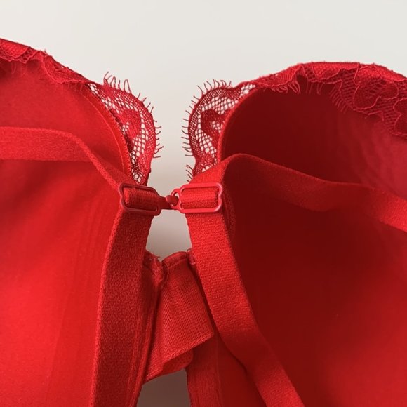 38 DDD La Senza Red Lace Beyond Sexy Classic Plunge Push-Up Bra - Picture 7 of 9